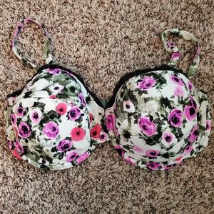 2for$20 Seafolly size 14 bathing suit 36DD floral flower green clip back